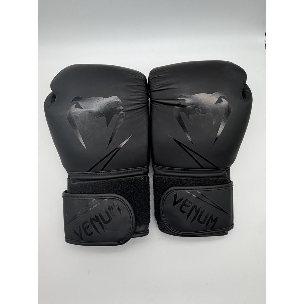 Venum 14 oz Boxing Gloves Black Hook & Loop Sparring Training MMA Muay Thai